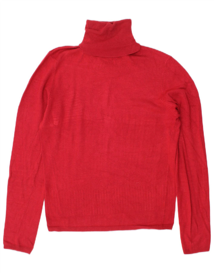 Zara Womens Roll Neck Jumper Sweater UK 14 Medium Burgundy Rayon