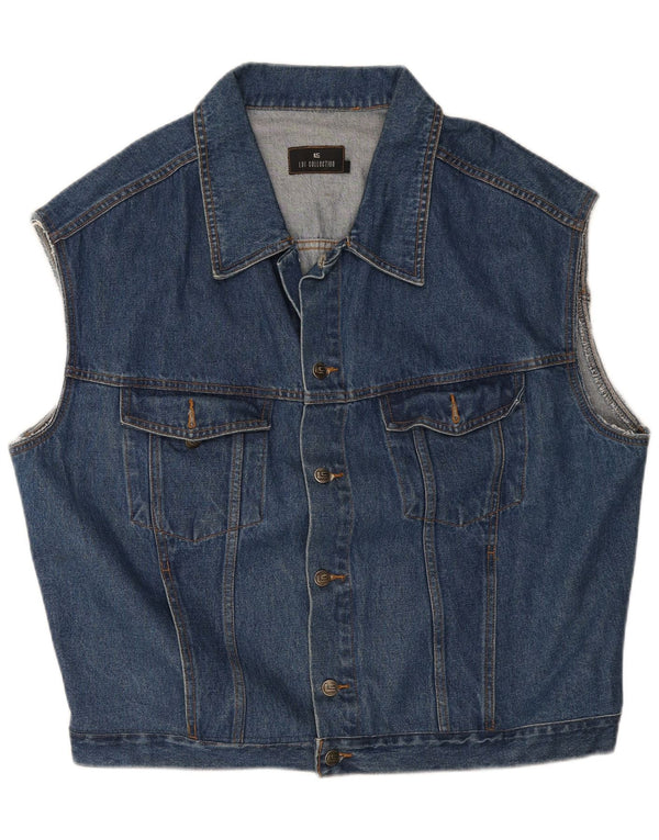 Vintage Mens Denim Gilet UK 46 3XL kék