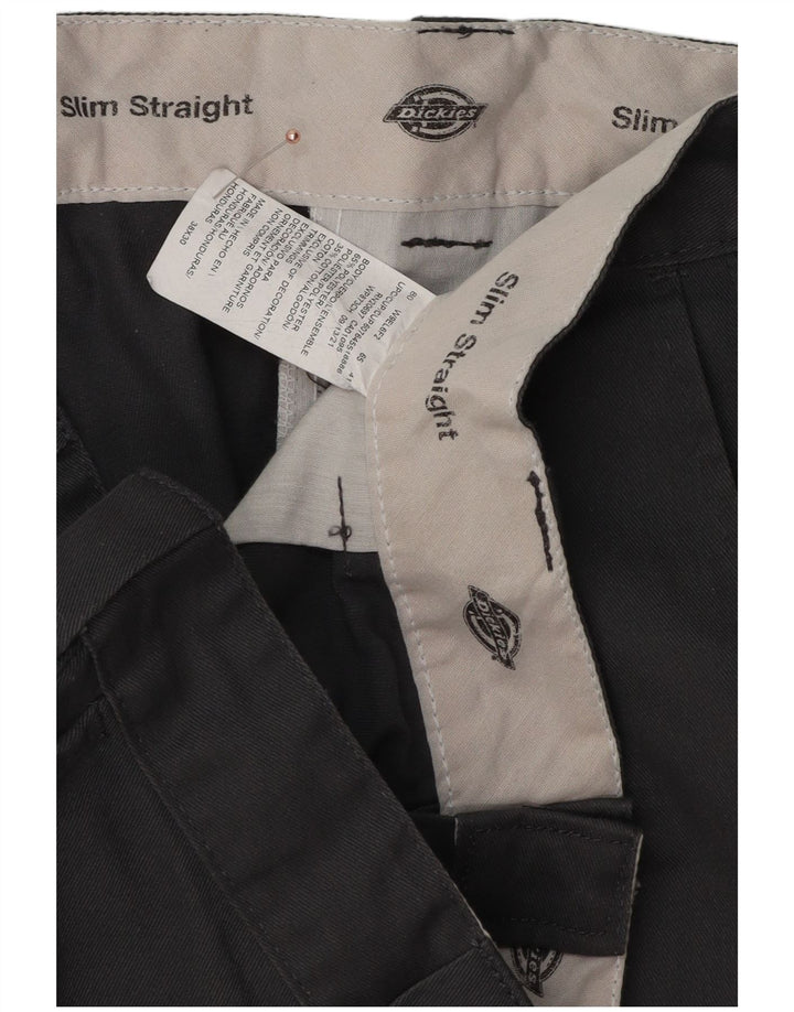 Dickies Mens Slim Straight Chino Trousers W38 L30 Grey Polyester