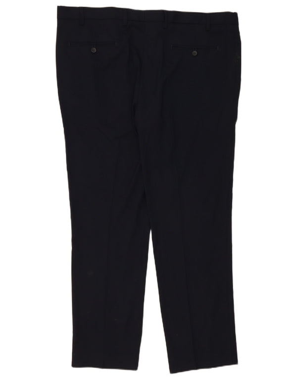 Pantaloni chino slim da uomo Marks & Spencer W42 L31 poliestere blu navy