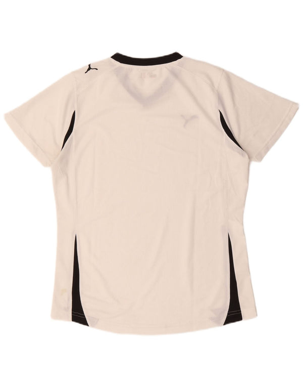 Puma T-shirt da donna Top UK 16 Large Bianco Colourblock Poliestere