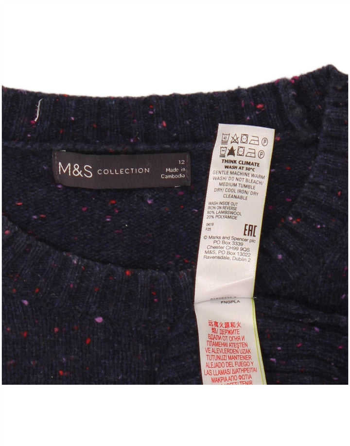 Marks & Spencer Womens Crew Neck Jumper Sweater UK 12 Medium Navy Blue