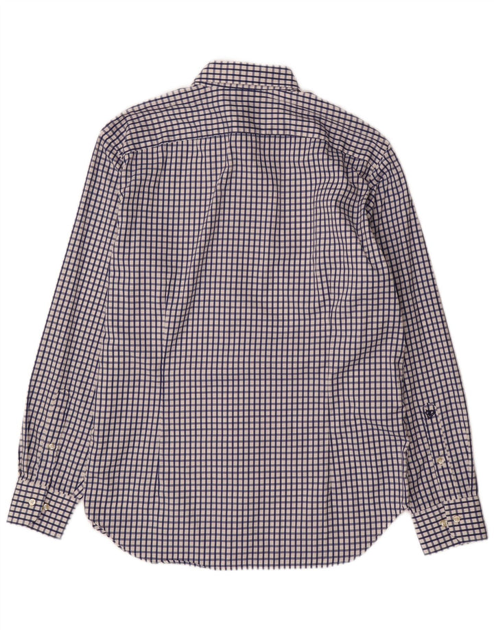 ROY ROBSON Mens Shirt Size 41 16 Large Navy Blue Check Cotton