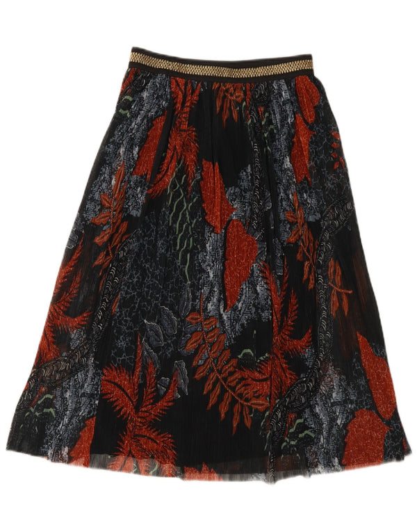 Desigual Jupe trapèze taille haute pour femme Small W26 Noir Floral Polyester