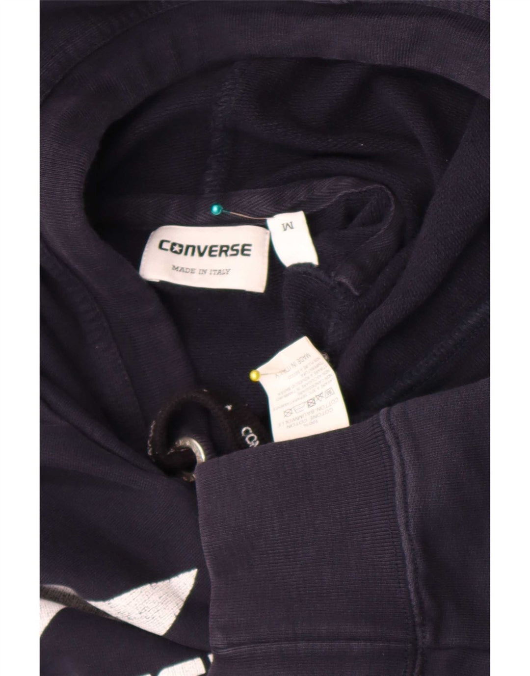 Converse Mens Graphic Hoodie Jumper Medium Navy Blue Cotton
