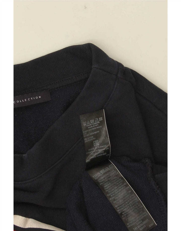 Marks & Spencer Womens Graphic Sweatshirt Jumper UK 14 Medium Navy Blue