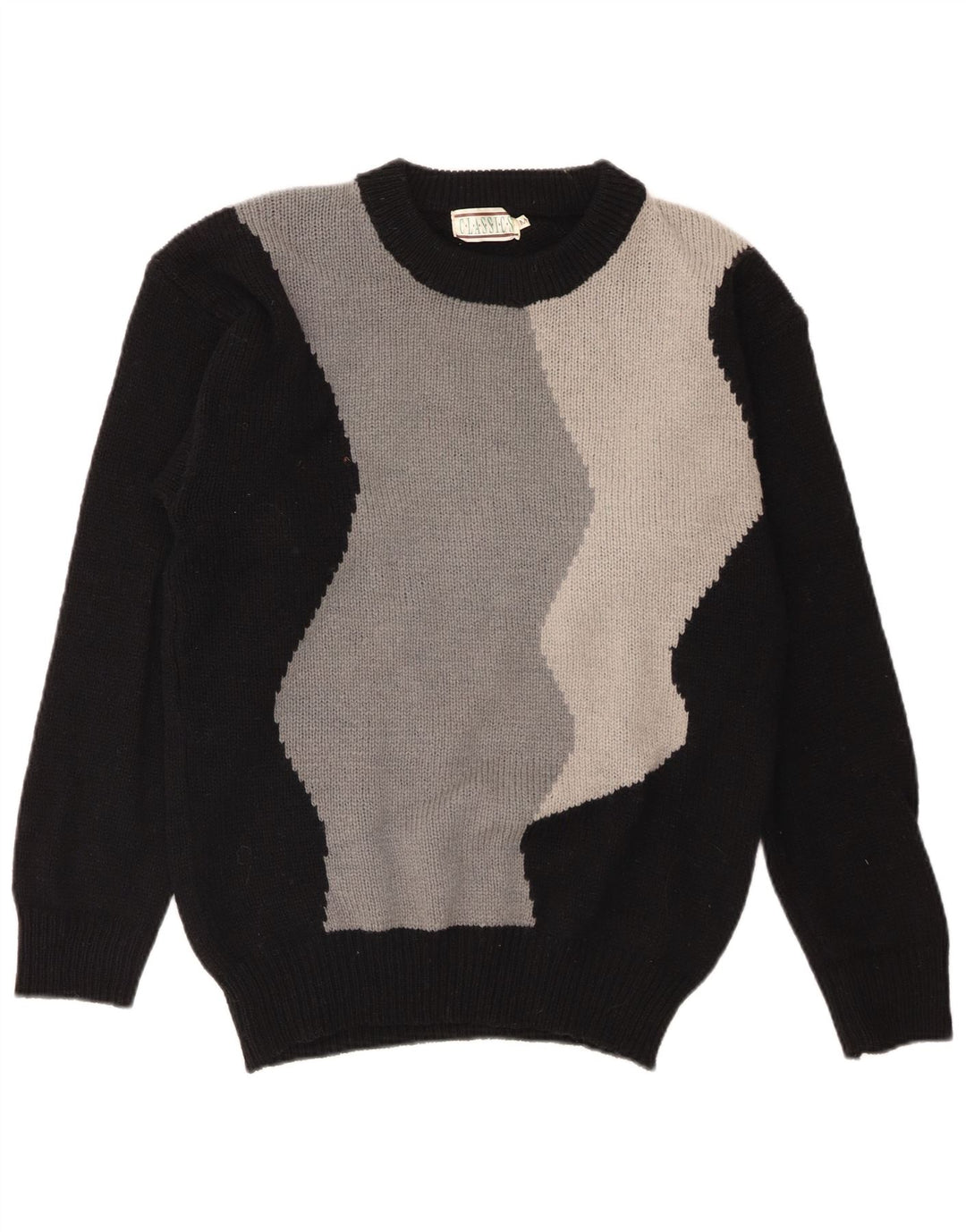 Klassikere Dame Jumper Sweater UK 14 Medium Sort Colourblock