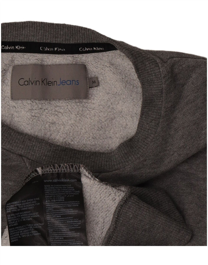 Calvin Klein Jeans Mens Graphic Sweatshirt Jumper Medium Grey Flecked