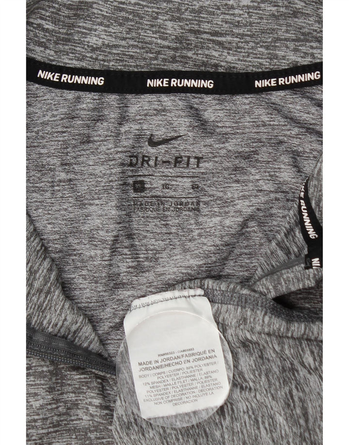 Nike Herren-Pullover-Trainingsanzugoberteil mit Reißverschluss und Halsausschnitt, XL, grau geflecktes Polyester