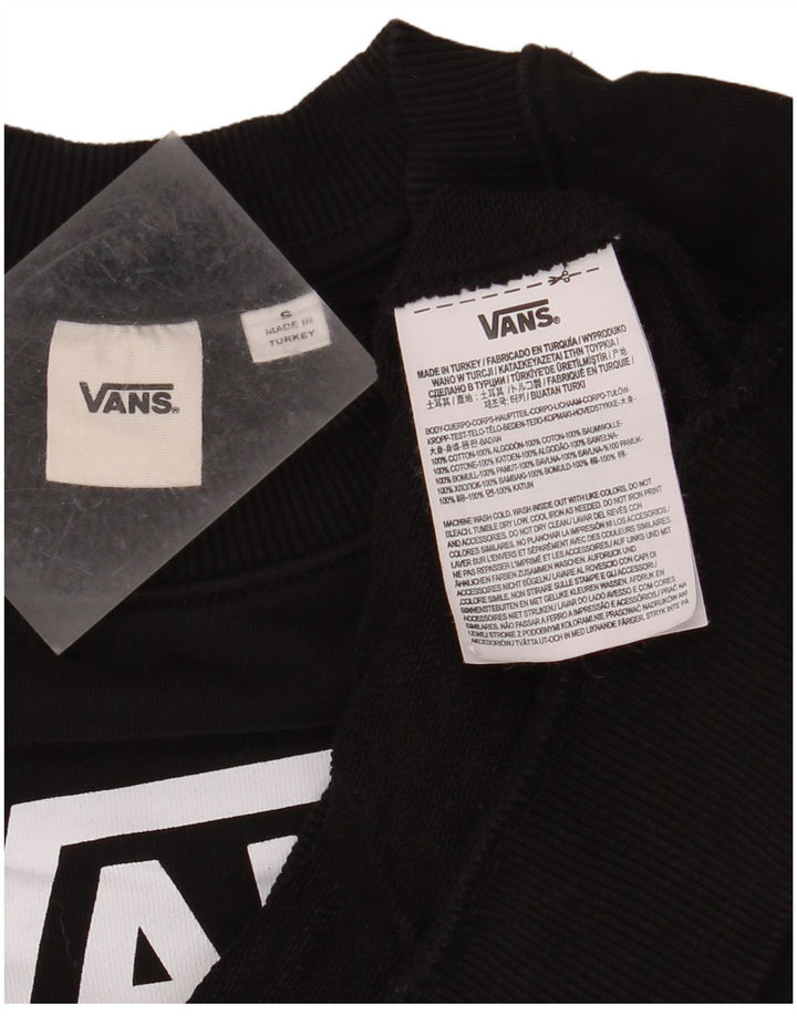 VANS Womens Oversized Crop Graphic Sweatshirt Jumper UK 10 Small Black