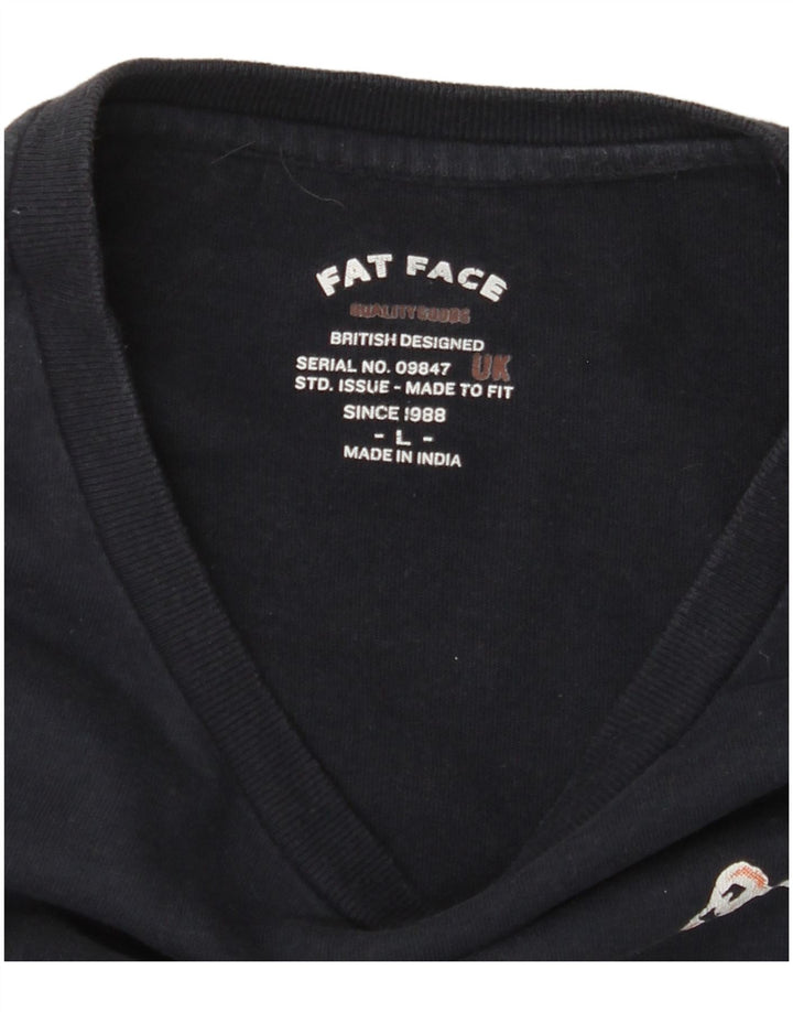 FAT FACE Mens Graphic Top Long Sleeve Large Navy Blue