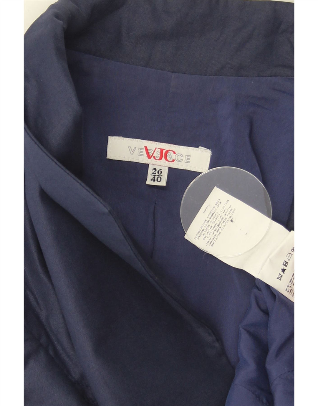 Versace Womens 1 Button Blazer Jacket IT 40 Small Navy Blue Cotton
