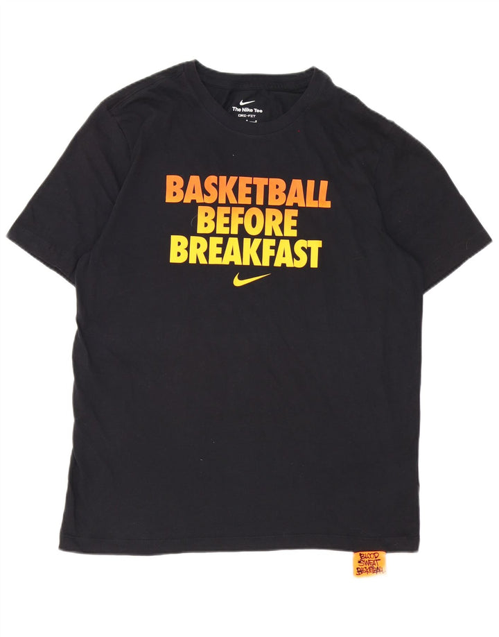 Ανδρικό γραφικό μπλουζάκι Nike, μεσαίο μαύρο βαμβακερό