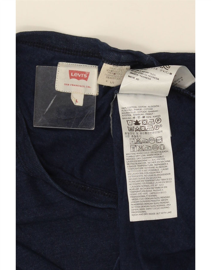 LEVI'S Mens T-Shirt Top Large Navy Blue Flecked Cotton