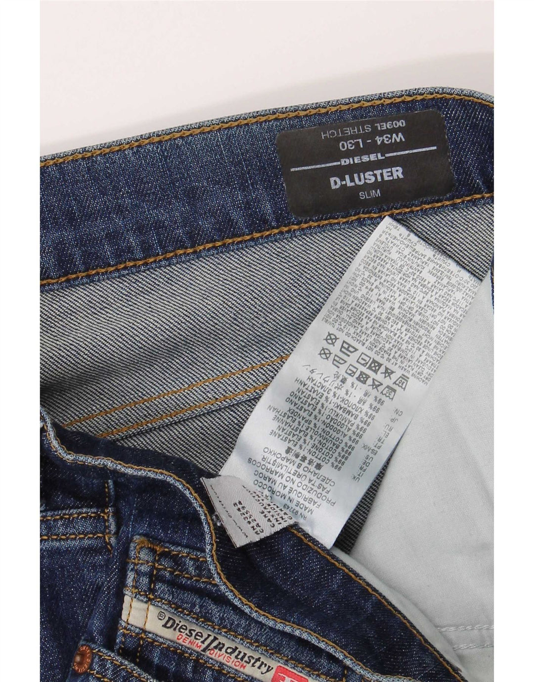 Diesel Masculino D-Luster Slim Jeans W34 L30 Azul Algodão