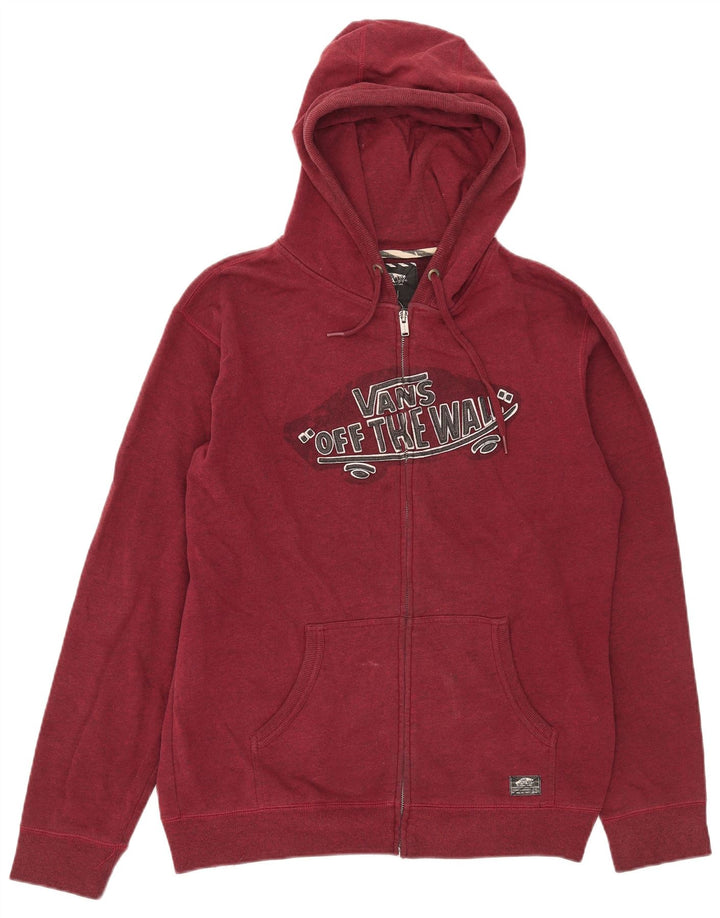 Vans Mens Graphic Zip Hoodie Sweater Medium Burgundy Cotton