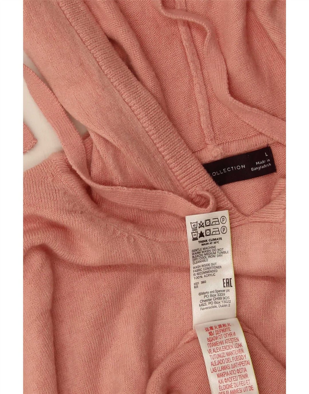 Marks & Spencer Womens Hooded Oversized Jumper Sweater UK 16 Large Pink
