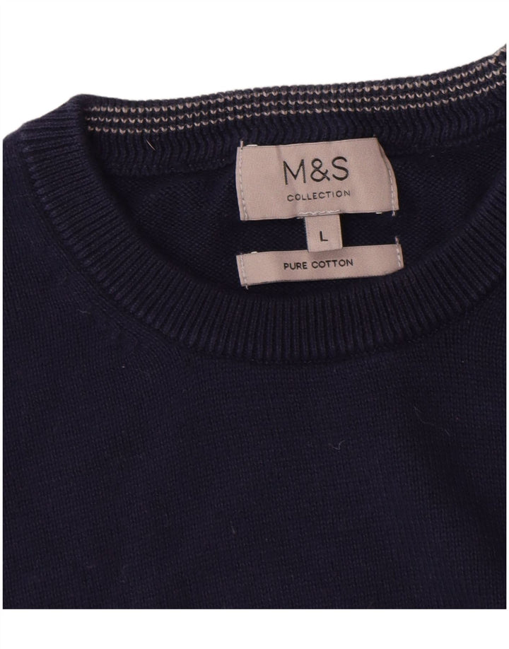 Marks & Spencer Herre sweater med rund hals, stor marineblå bomuld