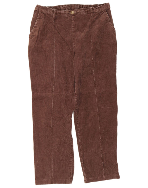 Marks & Spencer Pantalon taille haute en velours côtelé pour femme UK 14 Large W32 L26 Bro