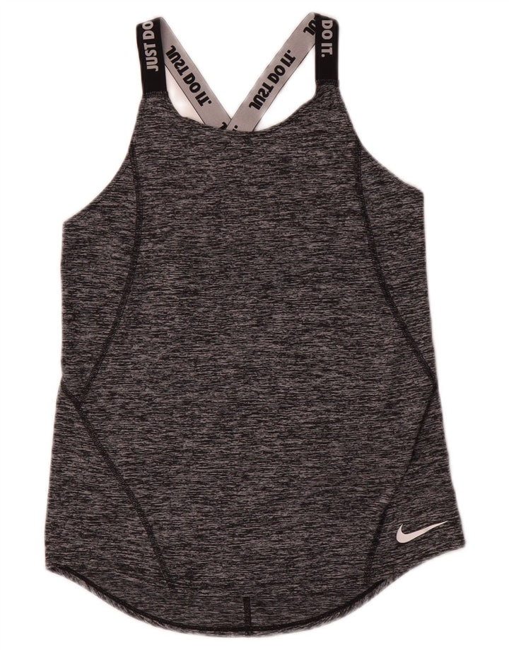 Nike Girls Graphic Vest Top 12-13 Years Large Grey Flecked Polyester