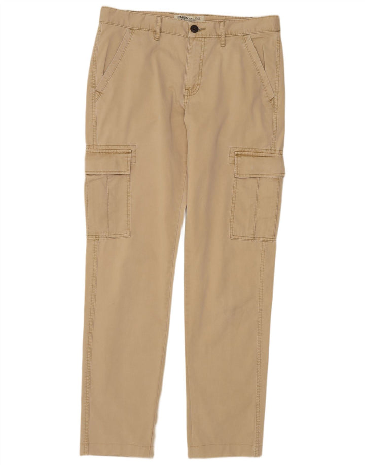 OVS Mens Slim Cargo Trousers IT 48 Medium W34 L32 Beige Cotton