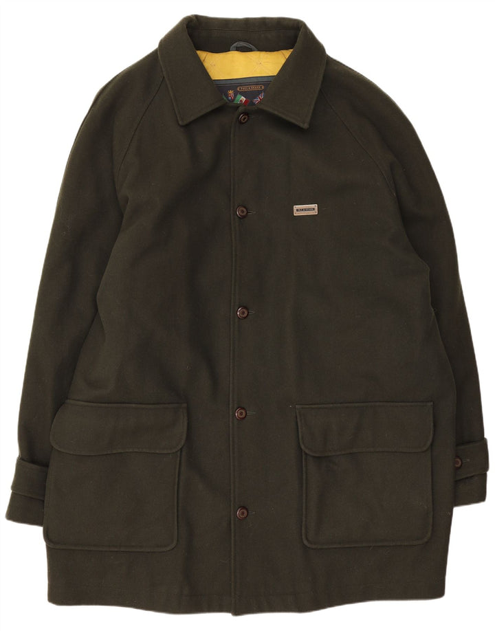 Paul & Shark Mens Overcoat UK 44 2XL Khaki