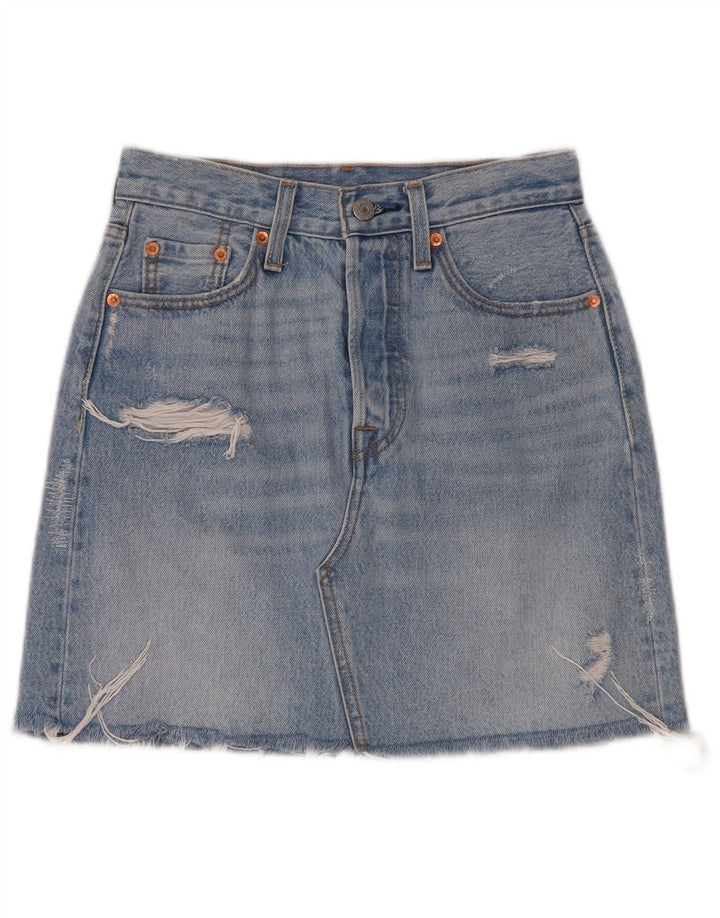 LEVI'S Distressed denimnederdel til kvinder W25 XS Blå bomuld