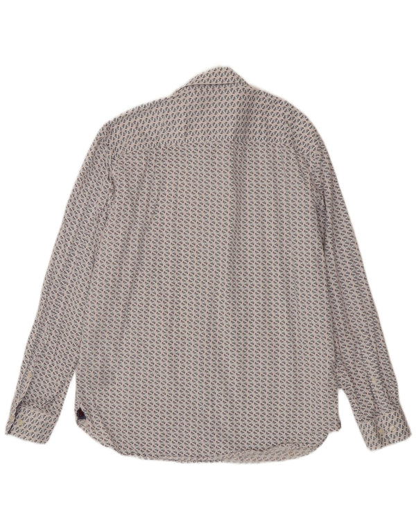 Joules masculino abstrato padrão clássico ajuste camisa grande algodão branco