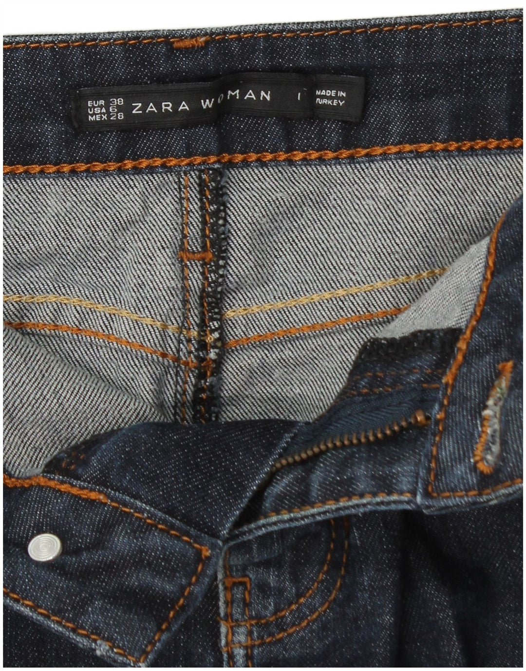 ZARA Womens Denim Skirt EU 38 Small W28 Navy Blue