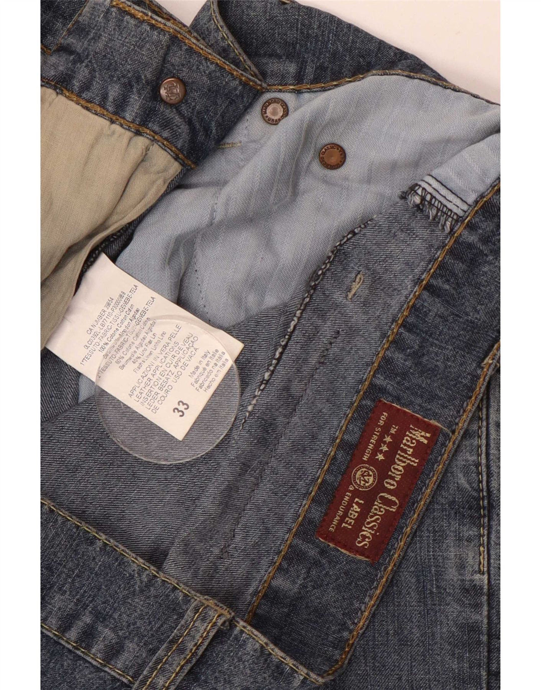 Marlboro Classics Mens Straight Jeans W33 L32 Blue Cotton