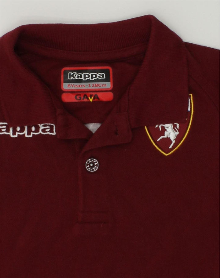 KAPPA Boys Graphic Polo Shirt 7-8 Years Burgundy Colourblock Cotton | Vintage Kappa | Thrift | Second-Hand Kappa | Used Clothing | Messina Hembry 