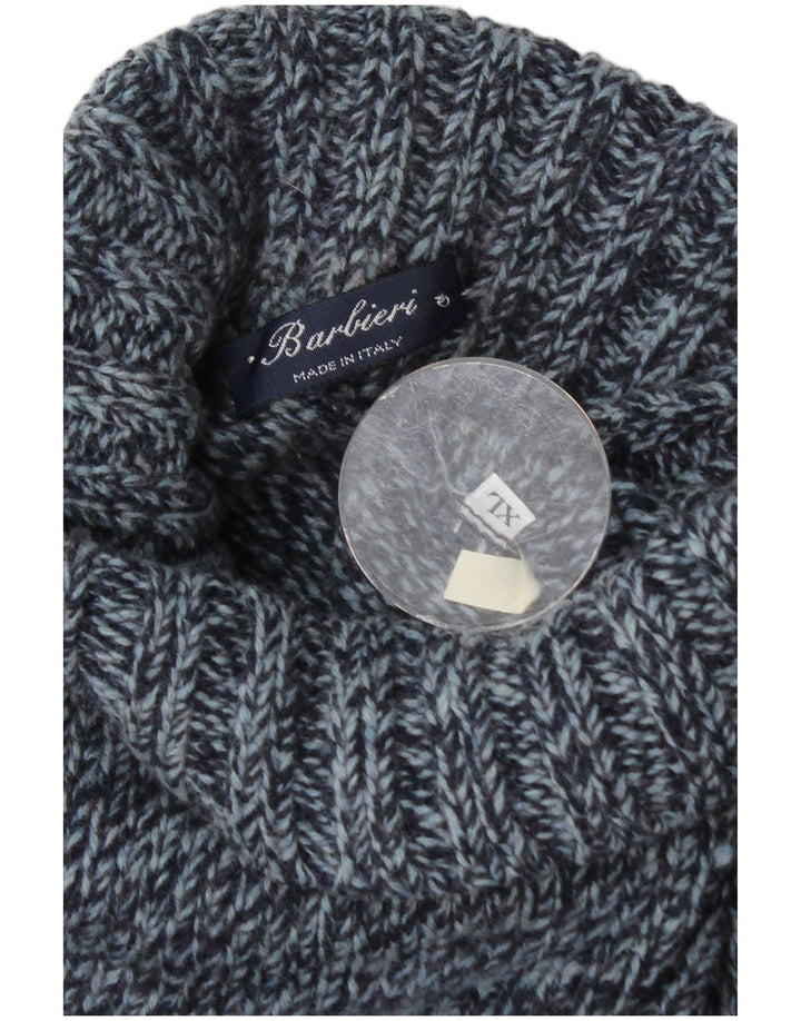 Barbieri Mens Roll Neck Jumper Sweater XL Navy Blue Fair Isle