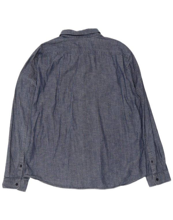 Camisa masculina Cos XL azul algodão