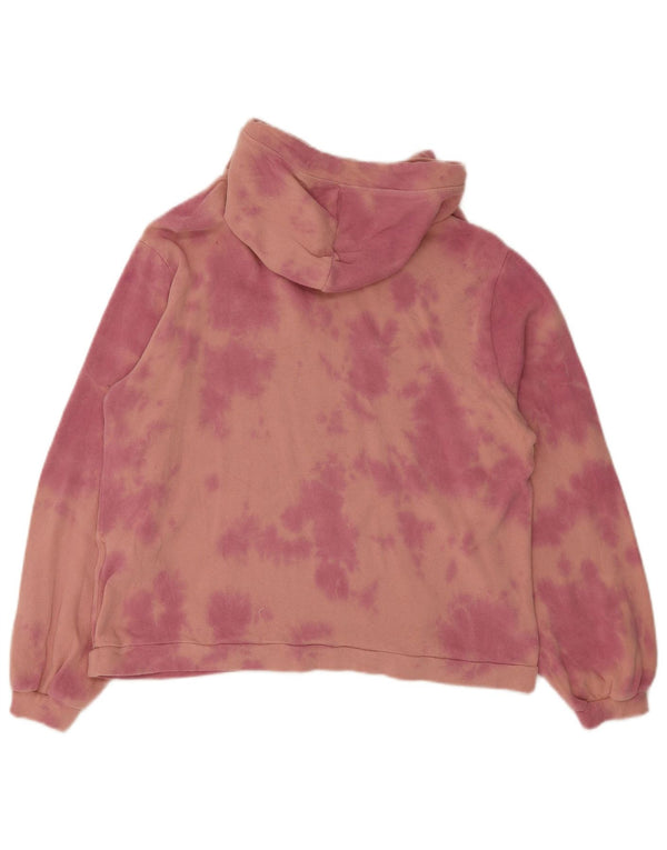 Volcom Womens Oversized Hoodie Jumper UK 10 Small Pink Tie Dye Bomuld
