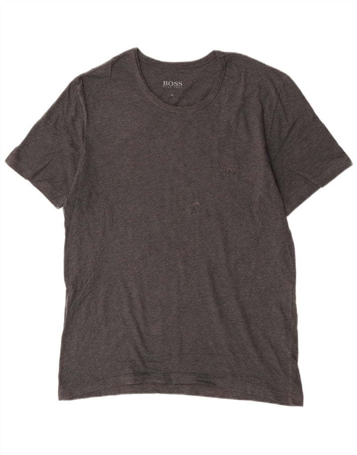 Camiseta masculina Hugo Boss Top algodão cinza médio