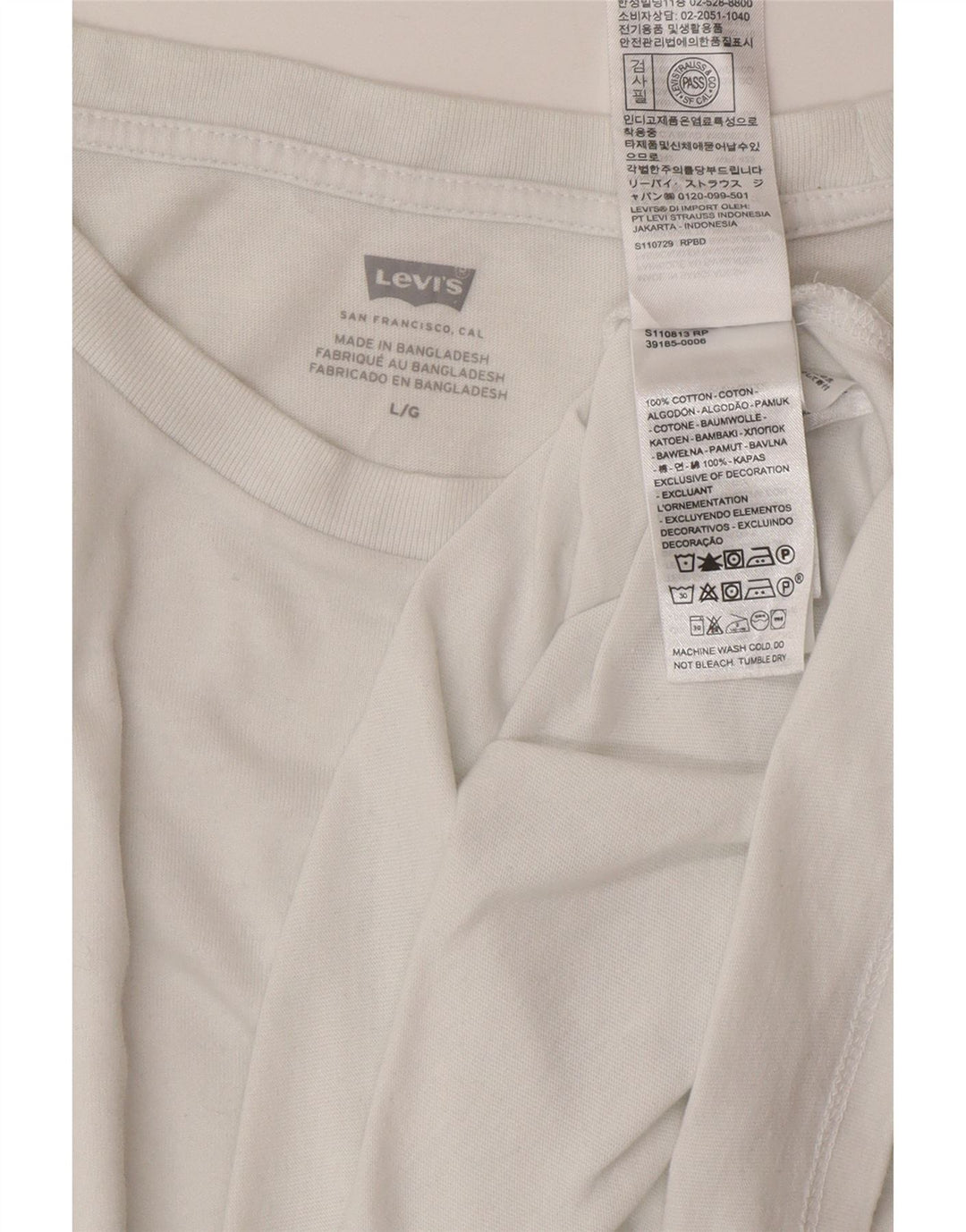 Levi's Womens T-Shirt Top UK 16 Large White Cotton