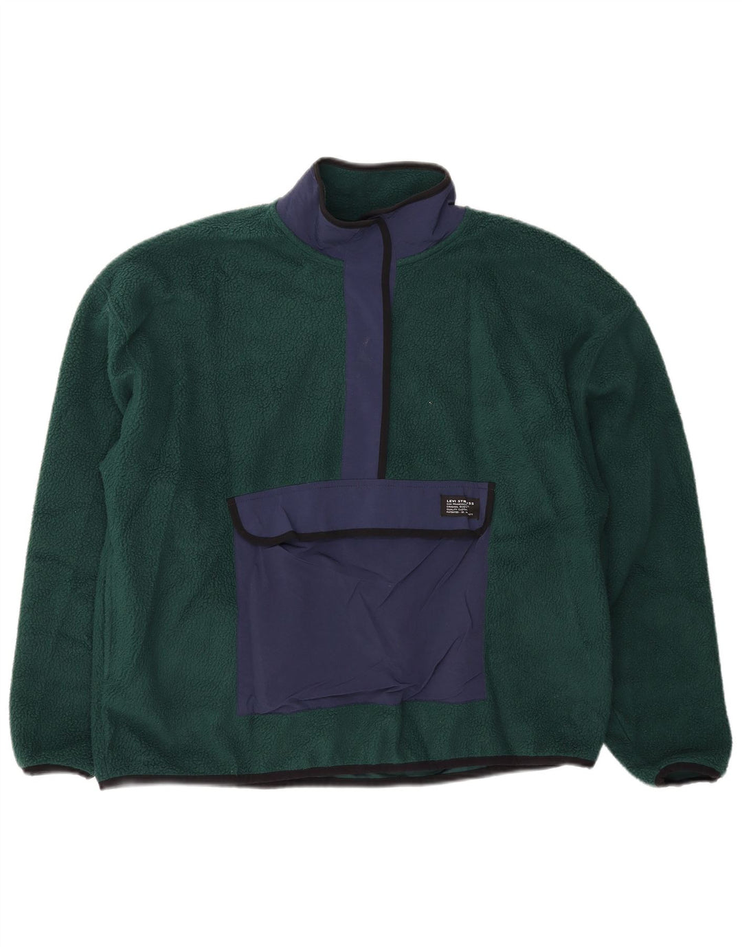 Levi's Womens Oversized Fleece Jumper UK 14 Medium Green Colourblock