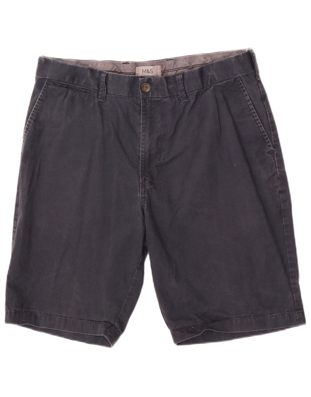 Marks & Spencer Mens Chino Shorts W34 Large Navy Blue Cotton