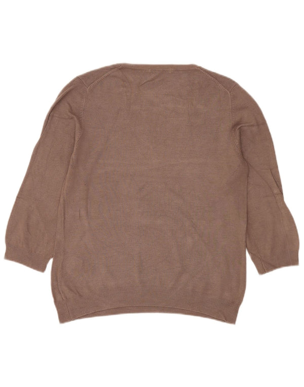 Maglione da donna Marks & Spencer con maniche a 3/4 e scollo a V UK 14 Beige medio