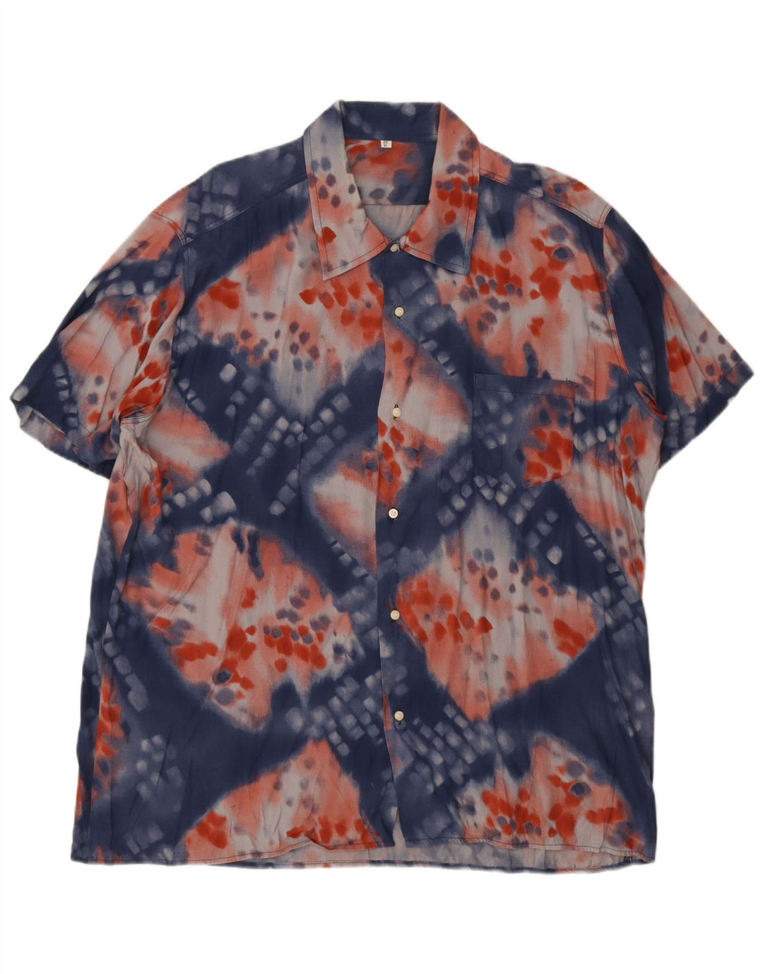Vintage Mens Short Sleeve Shirt XL Blue Tie Dye