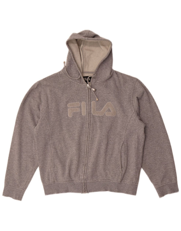 Fila Damen-Kapuzenpullover mit grafischem Reißverschluss, UK 16, große grau gefleckte Baumwolle