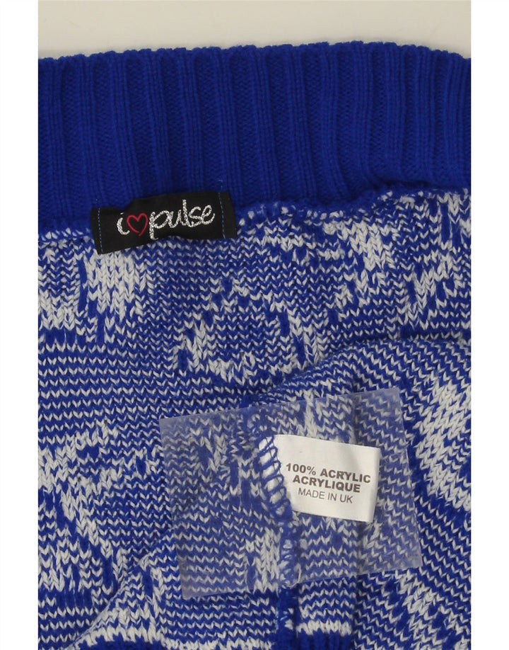 VINTAGE Womens Abstract Pattern Open Cardigan Sweater UK 16 Large Blue Vintage Vintage and Second-Hand Vintage from Messina Hembry 