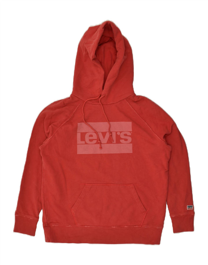 LEVI'S Womens Oversized Graphic Hoodie Jumper UK 14 Medium Red Cotton | Vintage Levi's | Thrift | Second-Hand Levi's | Used Clothing | Messina Hembry 