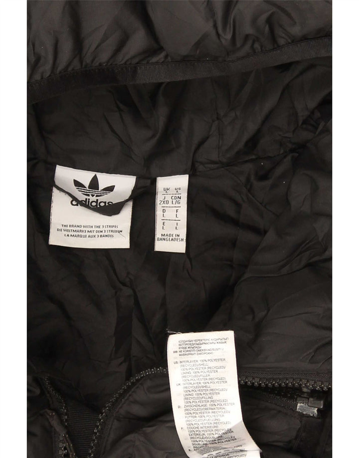 Adidas - Chaqueta acolchada con capucha para hombre, talla 40, poliéster negro grande