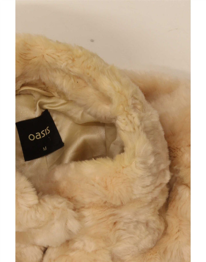 Oasis Womens Faux Fur Jacket UK 14 Medium Beige