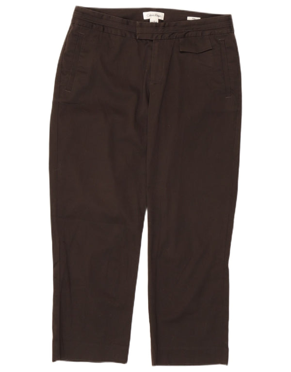 Spodnie damskie Calvin Klein Straight Capri US 2 XS W27 L22 Brązowa bawełna