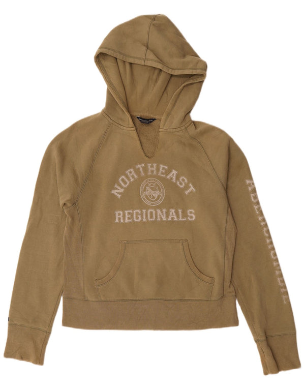 Damski sweter z kapturem i grafiką Abercrombie & Fitch, UK 16, duży, bawełniany khaki