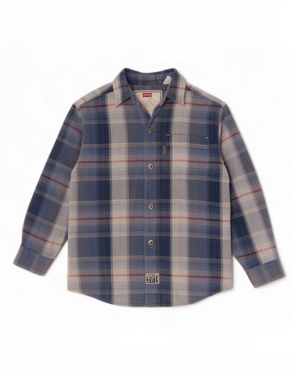 Levi's Boys Flannel Shirt 4-5 Years Blue Plaid Cotton