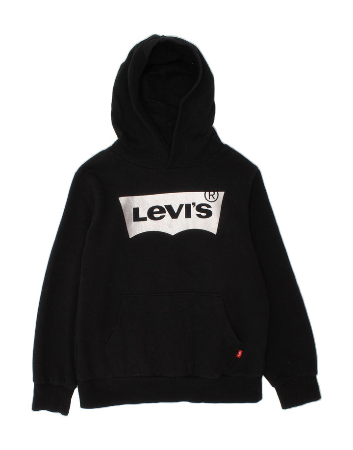 LEVI'S Girls Graphic Hoodie Jumper 9-10 Years Black Cotton Vintage Levi's and Second-Hand Levi's from Messina Hembry 