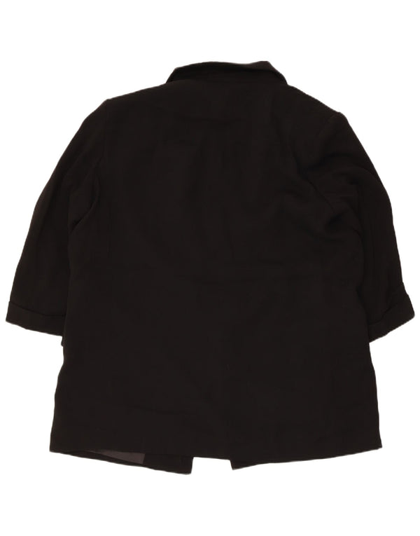 Zara Damen-Blazer mit 3/4-Ärmeln, offen, UK 18, XL, Schwarz, Polyester